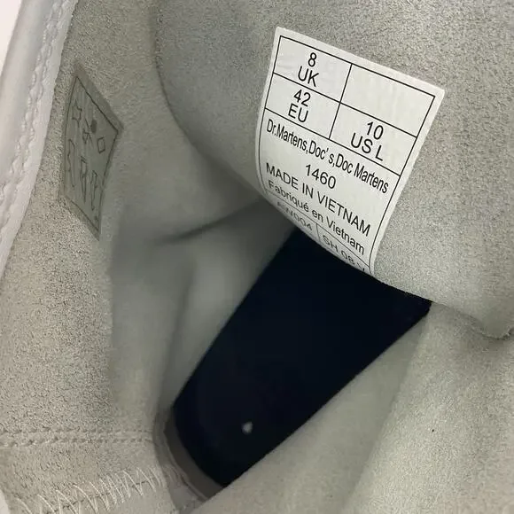 Dr. Martens White Leather 8-Eye Lace-Up Combat Boots with Black Laces - Picture 5 of 7